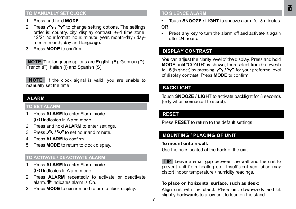 Oregon Scientific WMH800 User Manual | Page 8 / 78