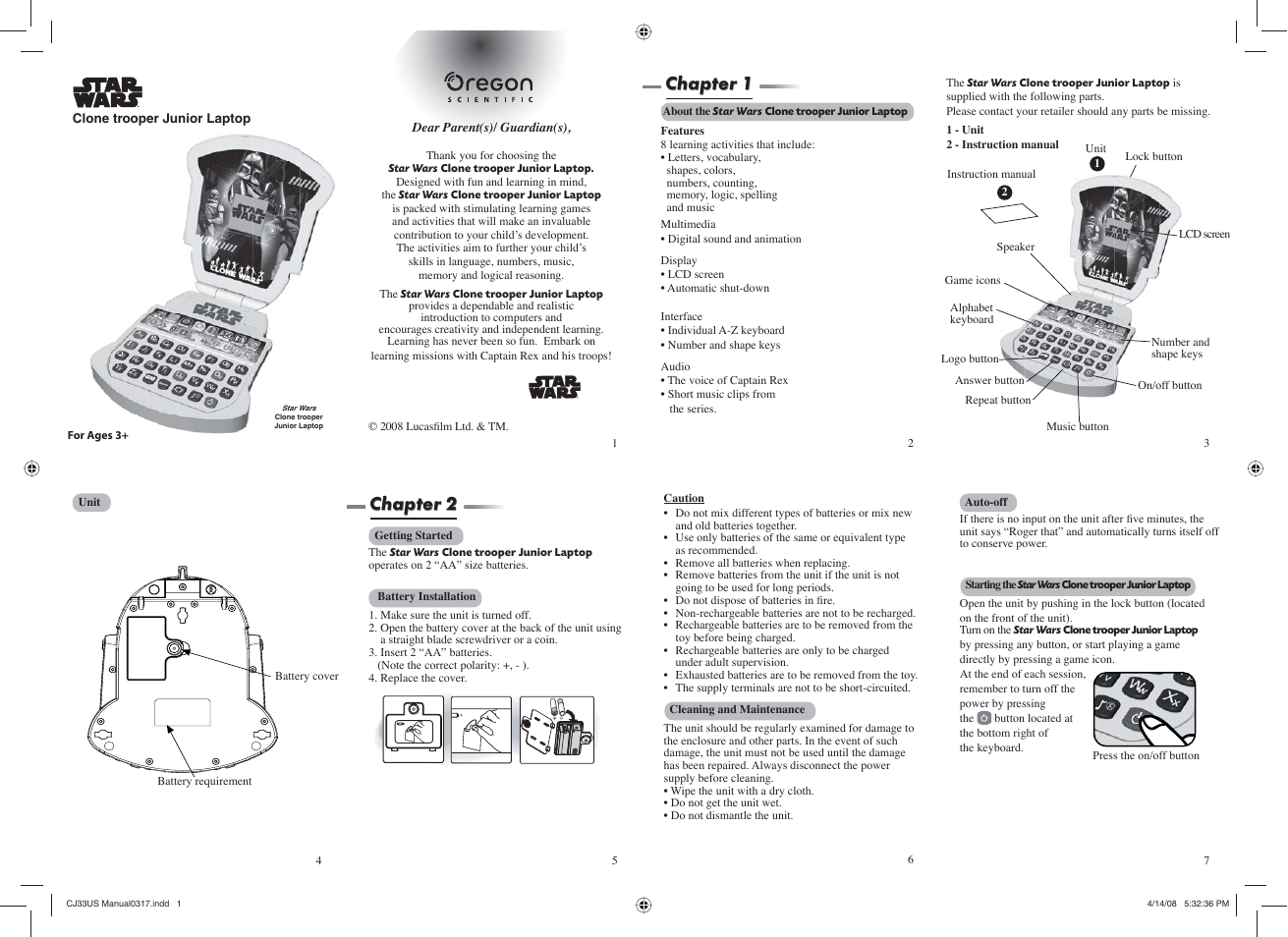 Oregon Scientific Clone Trooper Junior Laptop User Manual | 2 pages