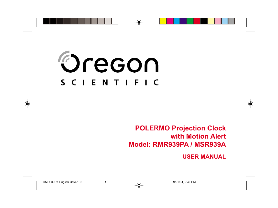 Oregon Scientific MSR939A User Manual | 26 pages