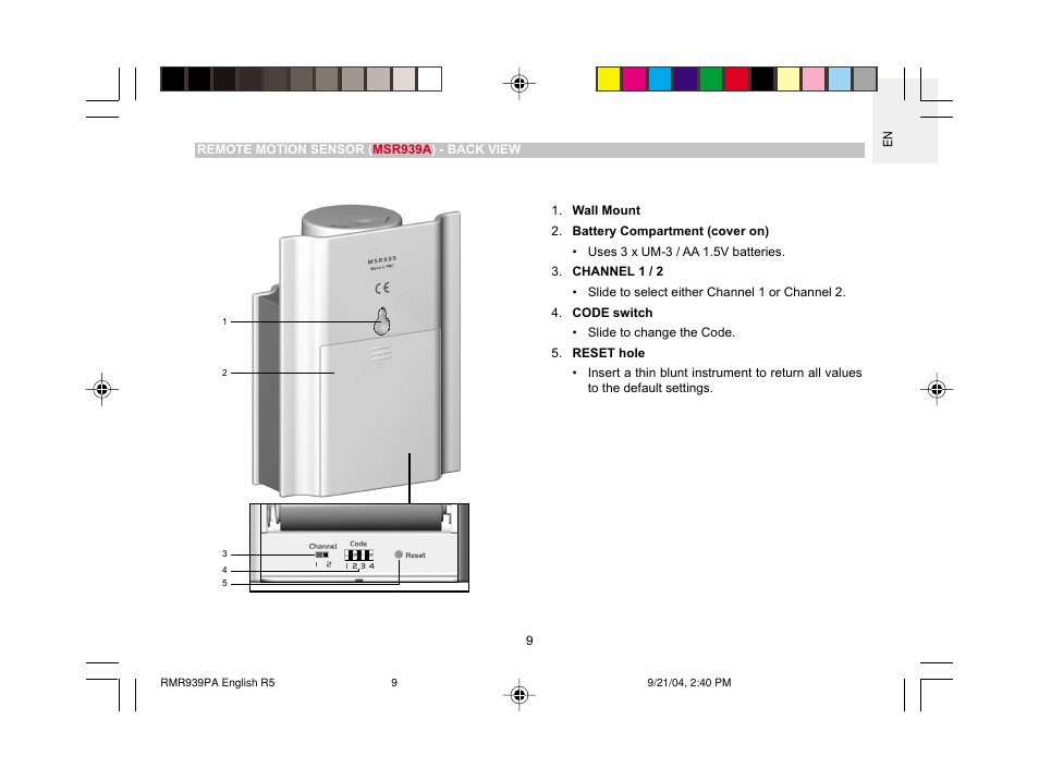 Oregon Scientific MSR939A User Manual | Page 10 / 26