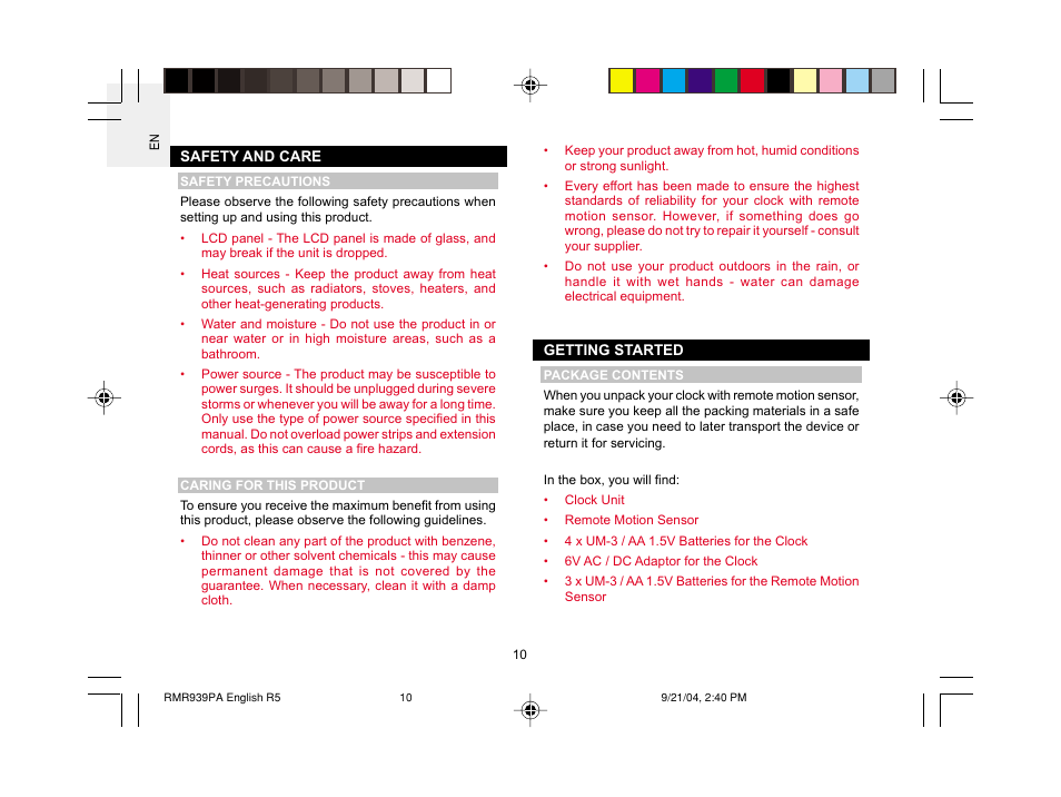 Oregon Scientific MSR939A User Manual | Page 11 / 26