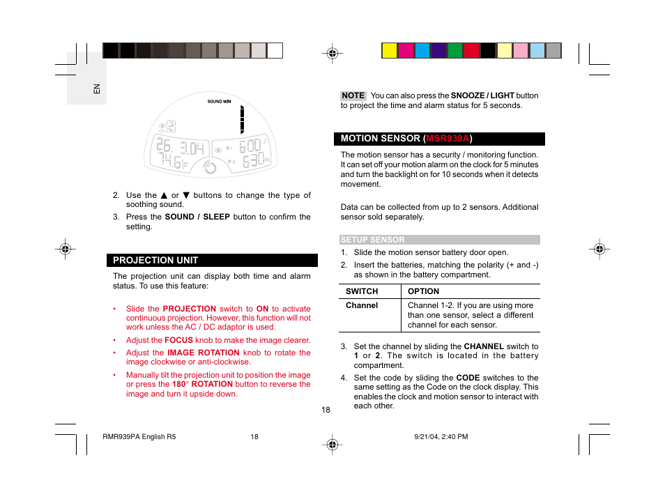 Oregon Scientific MSR939A User Manual | Page 19 / 26