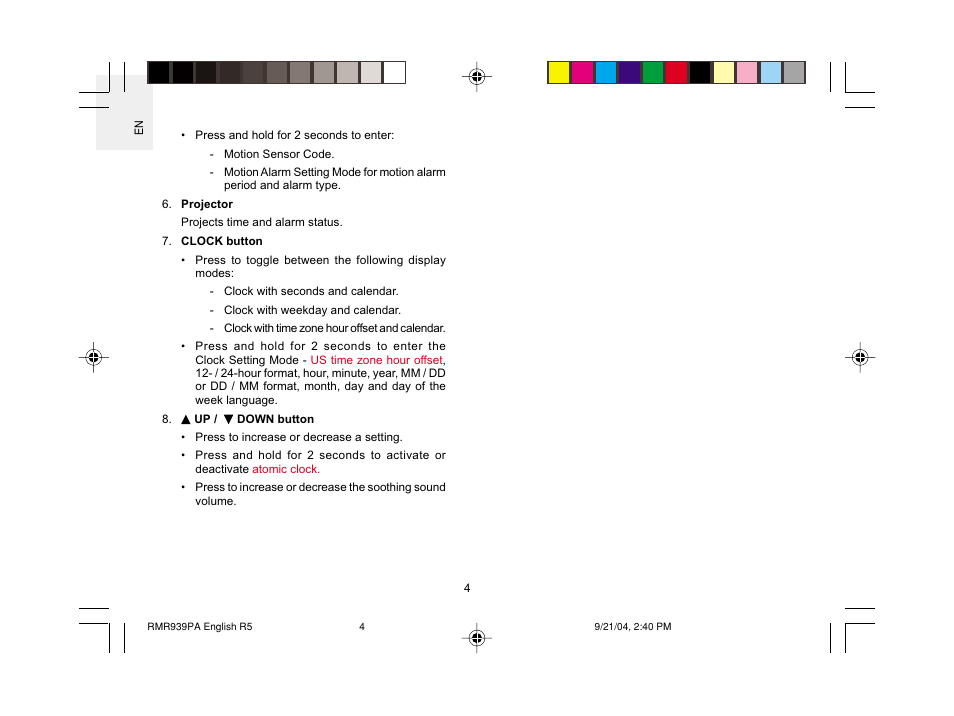 Oregon Scientific MSR939A User Manual | Page 5 / 26