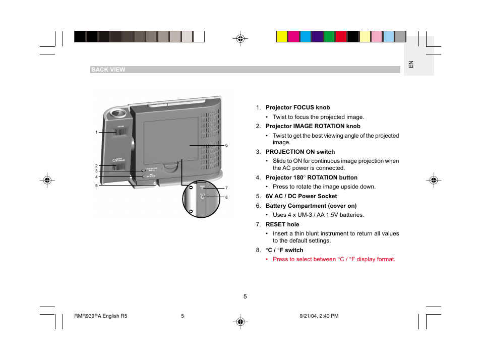 Oregon Scientific MSR939A User Manual | Page 6 / 26
