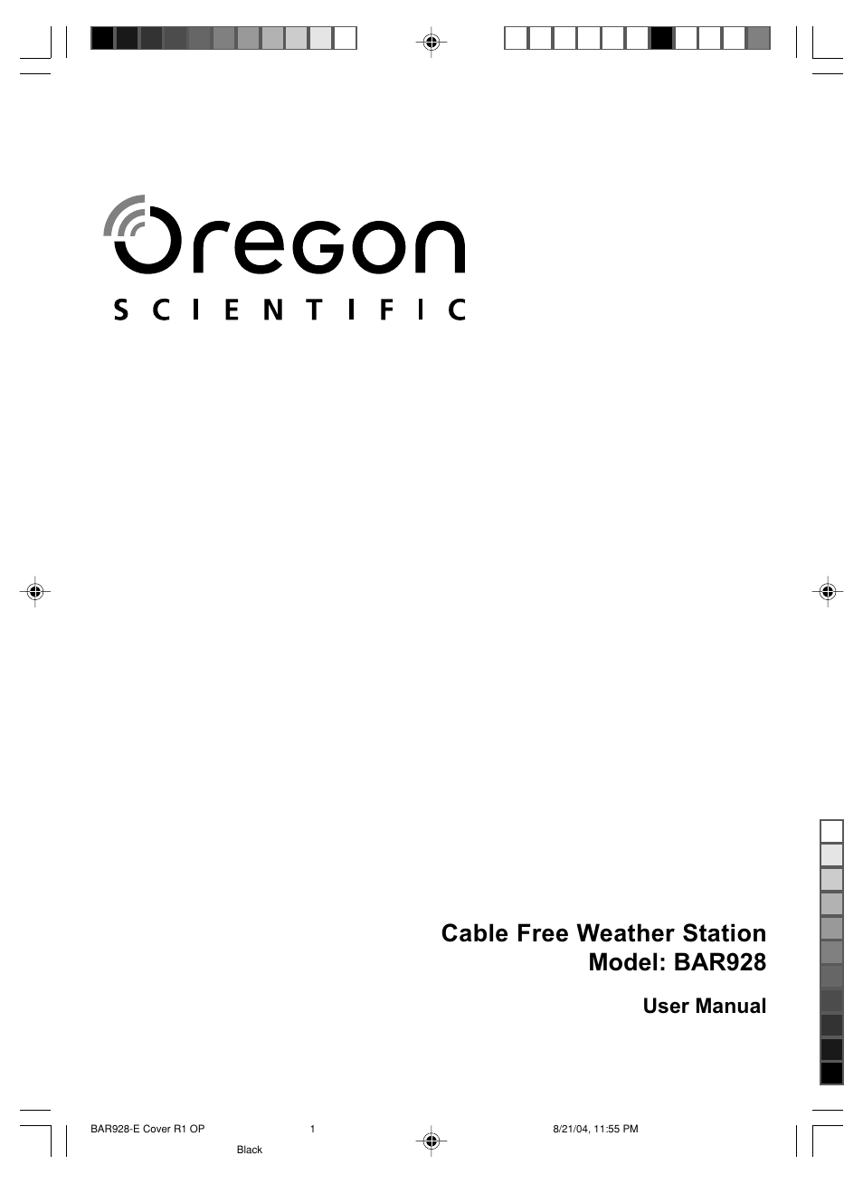 Oregon Scientific Scientific Cable Free Weather Station BAR928 User Manual | 9 pages