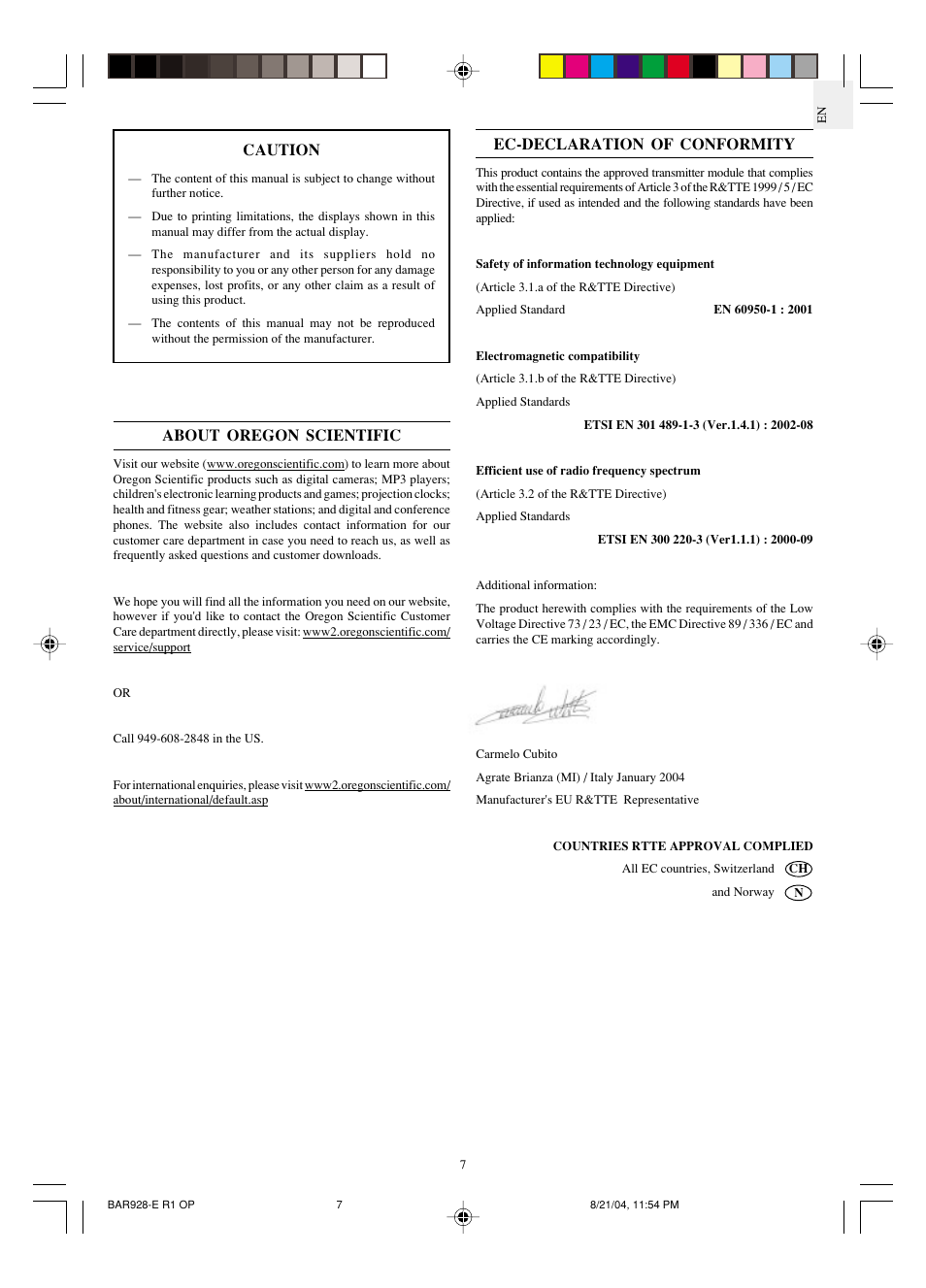 Oregon Scientific Scientific Cable Free Weather Station BAR928 User Manual | Page 8 / 9