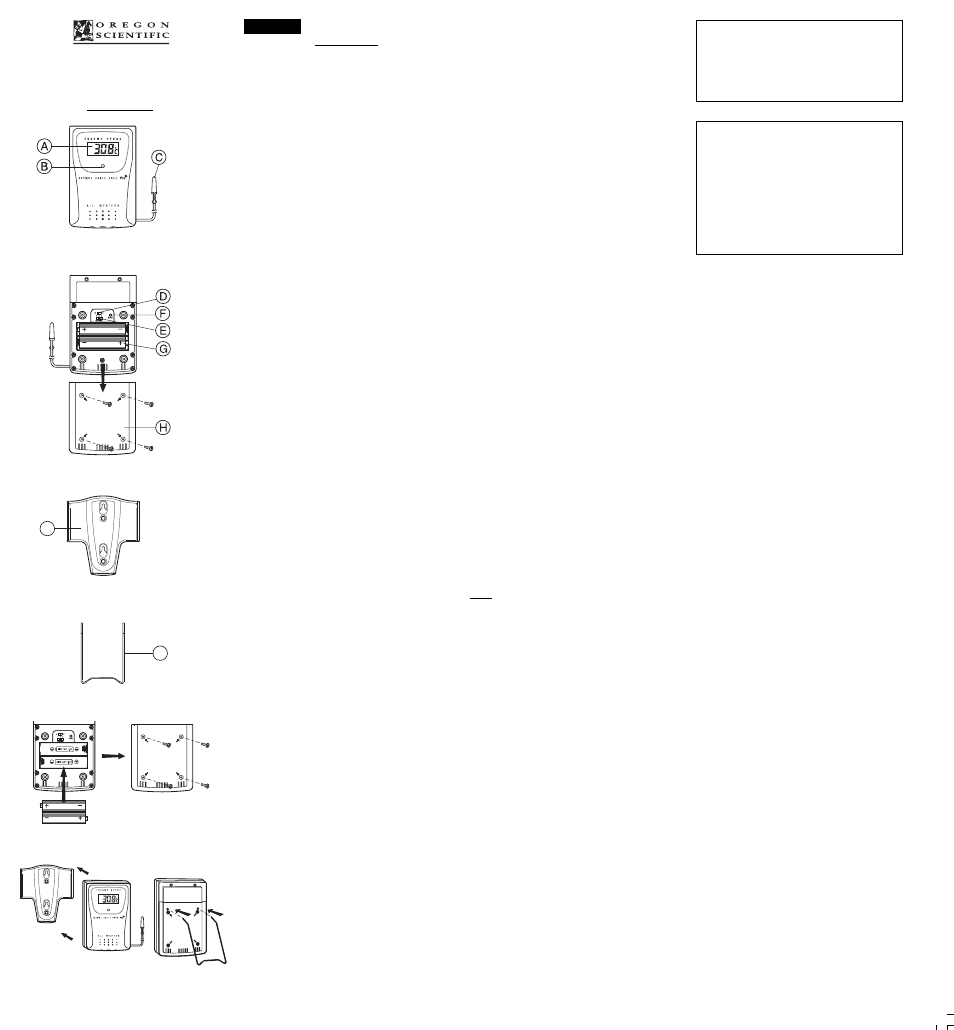 Oregon Scientific THC268 User Manual | 1 page