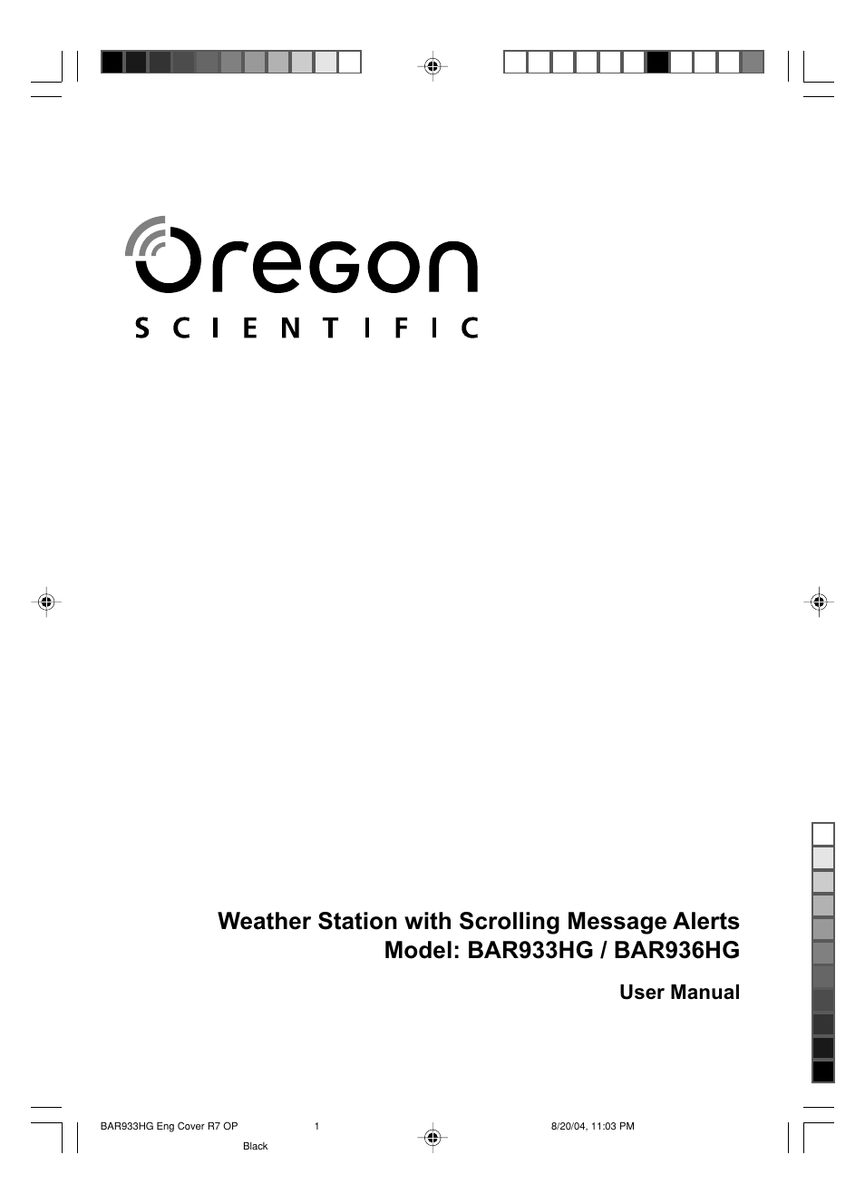 Oregon Scientific BAR933HG User Manual | 15 pages