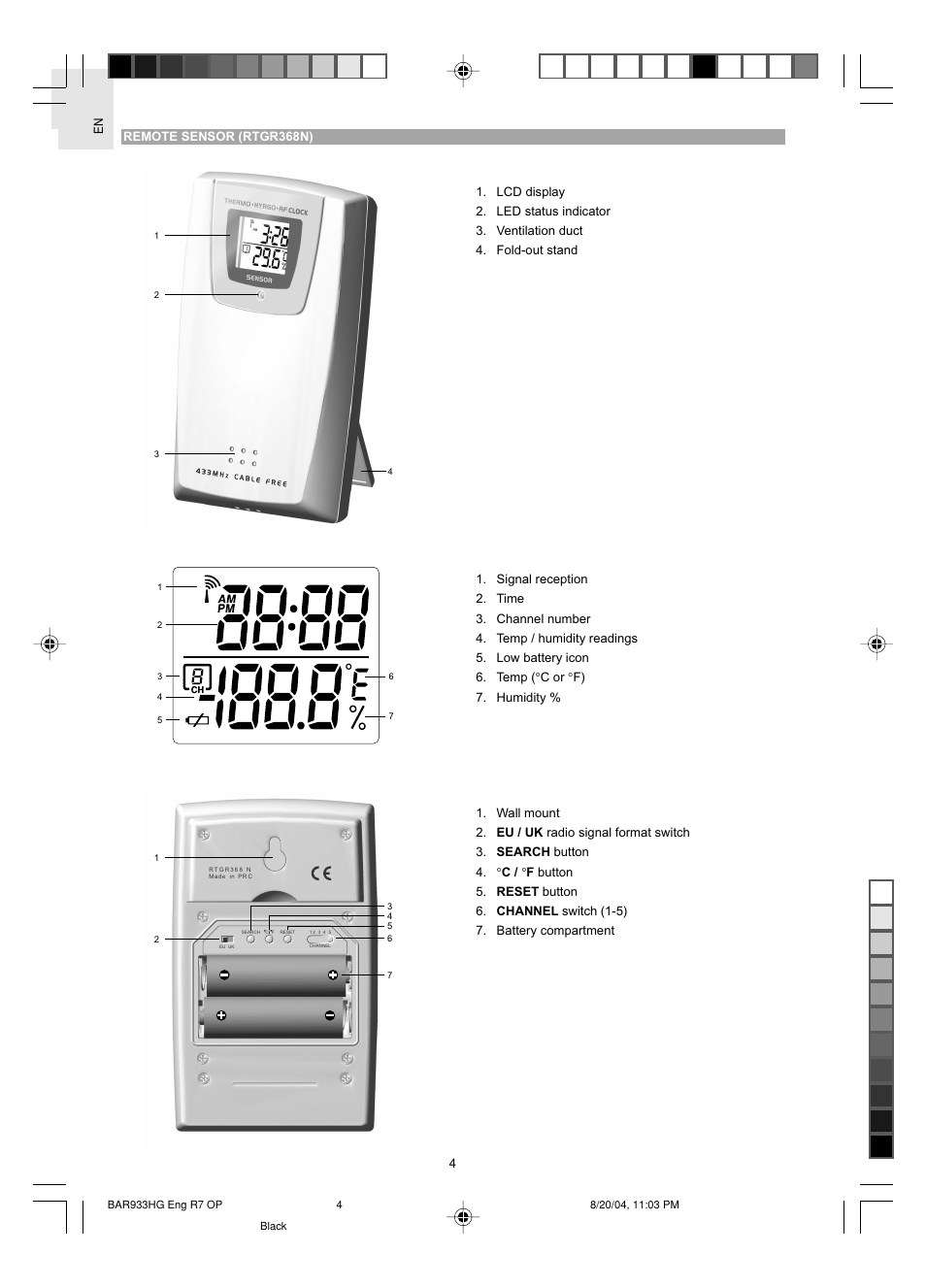 Oregon Scientific BAR933HG User Manual | Page 5 / 15