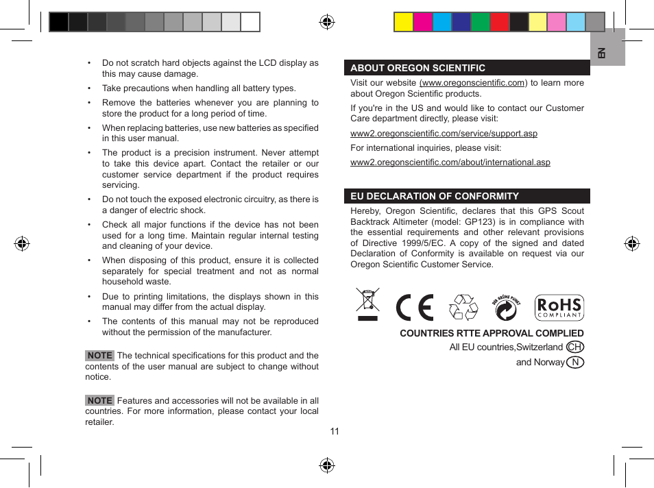 Oregon Scientific GPS Scout GP123 User Manual | Page 11 / 11