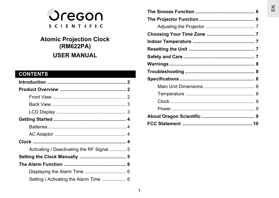 Oregon Scientific RM622PA User Manual | 12 pages