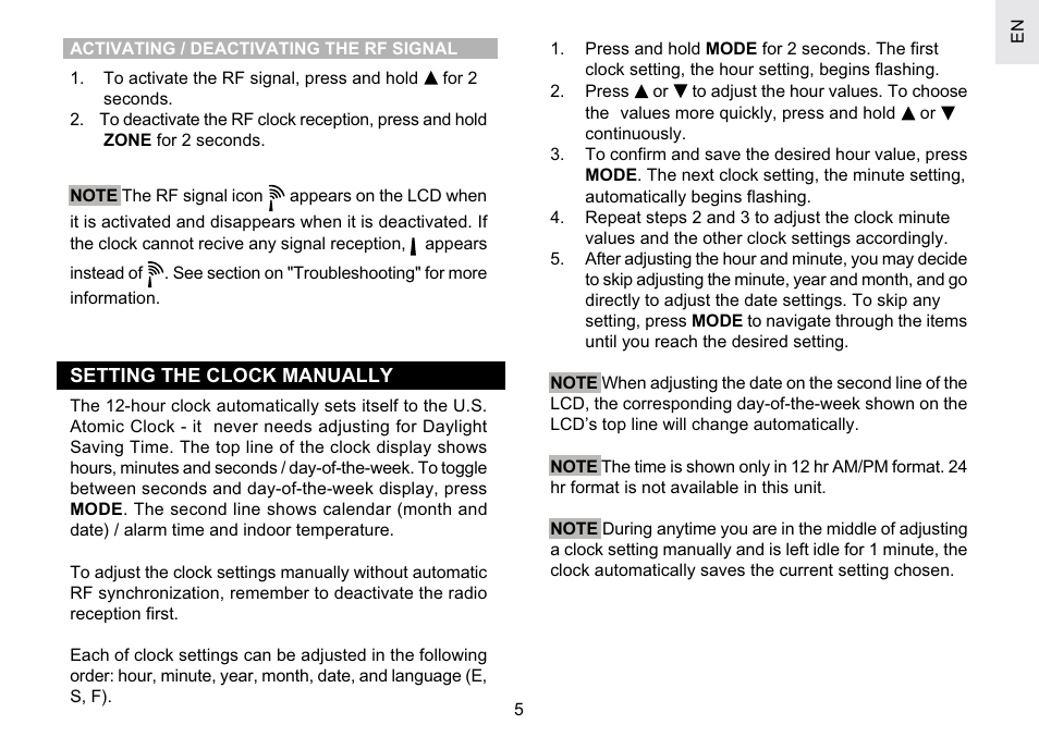 Oregon Scientific RM622PA User Manual | Page 5 / 12
