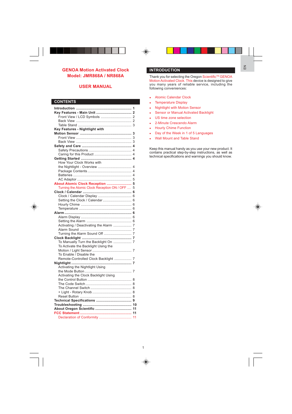 Oregon Scientific JMR868A User Manual | 13 pages