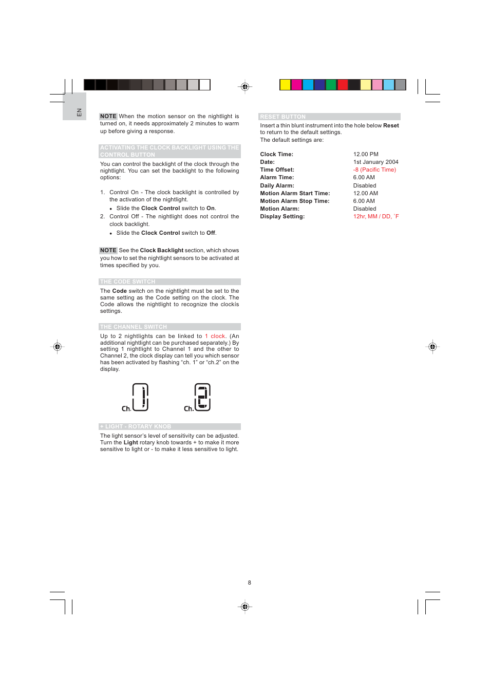 Oregon Scientific JMR868A User Manual | Page 8 / 13