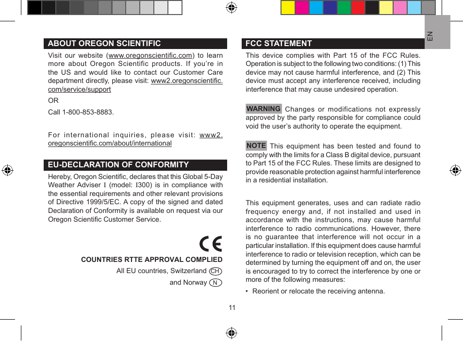 Oregon Scientific Global 5-Day Weather Adviser I I300 User Manual | Page 12 / 13