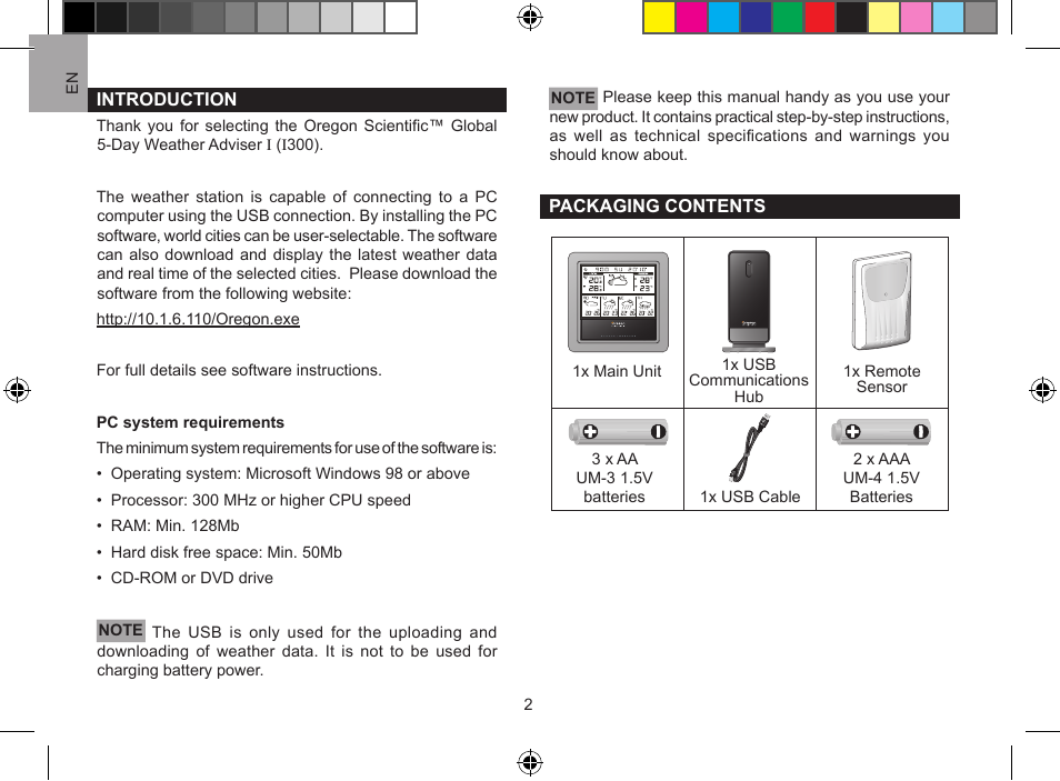 Oregon Scientific Global 5-Day Weather Adviser I I300 User Manual | Page 3 / 13