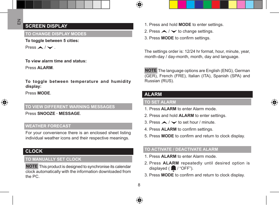 Oregon Scientific Global 5-Day Weather Adviser I I300 User Manual | Page 9 / 13