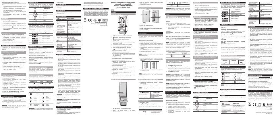 Manual de usuario | Oregon Scientific Advanced Weather Station with USB Upload RMS600 / RM600A User Manual | Page 2 / 2