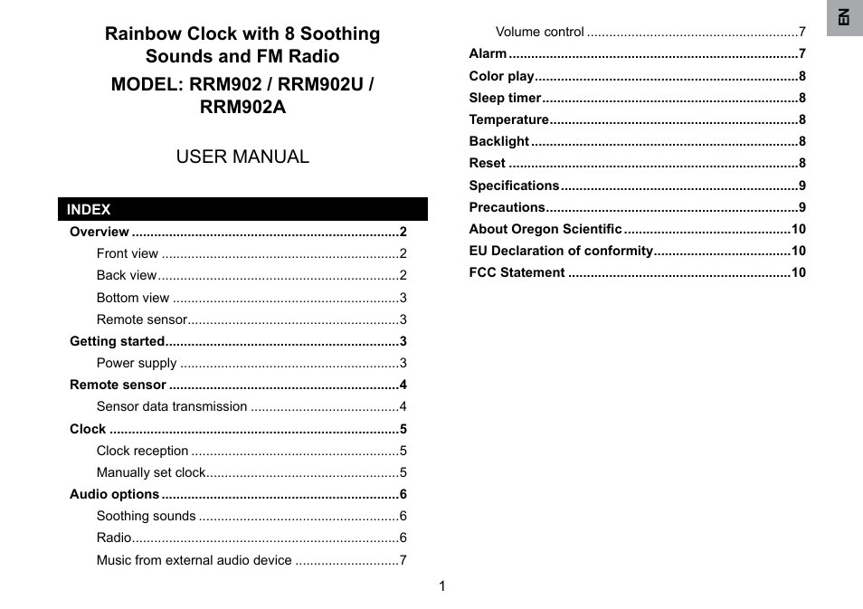 Oregon Scientific RRM902 User Manual | Page 2 / 84