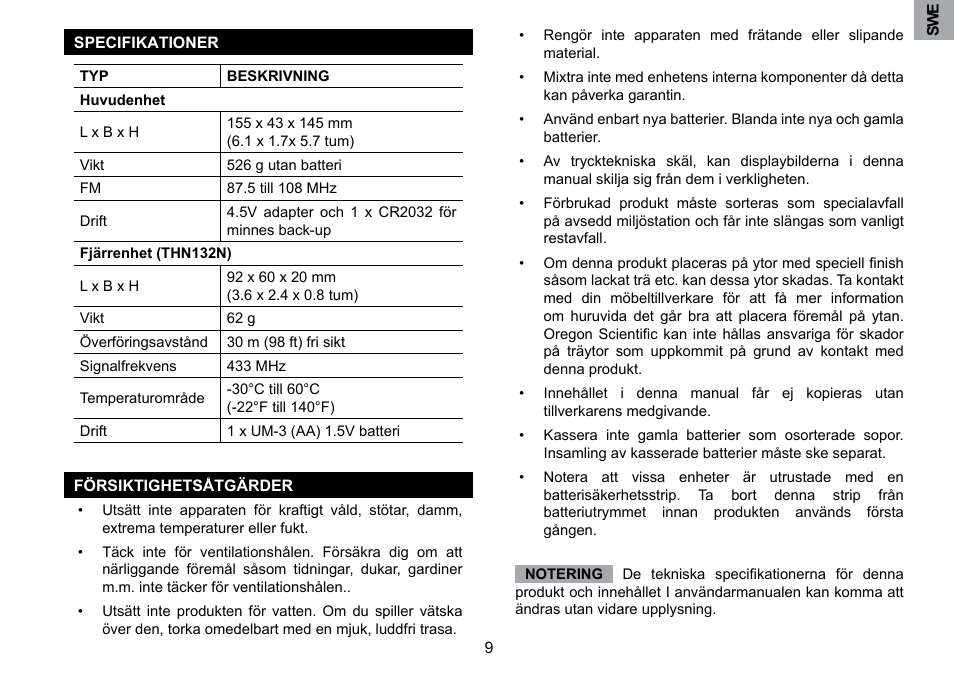 Oregon Scientific RRM902 User Manual | Page 82 / 84