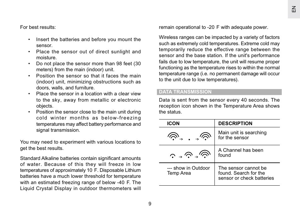 Oregon Scientific Atomic Projection Clock with Weather Forecast BAR623PA User Manual | Page 9 / 21