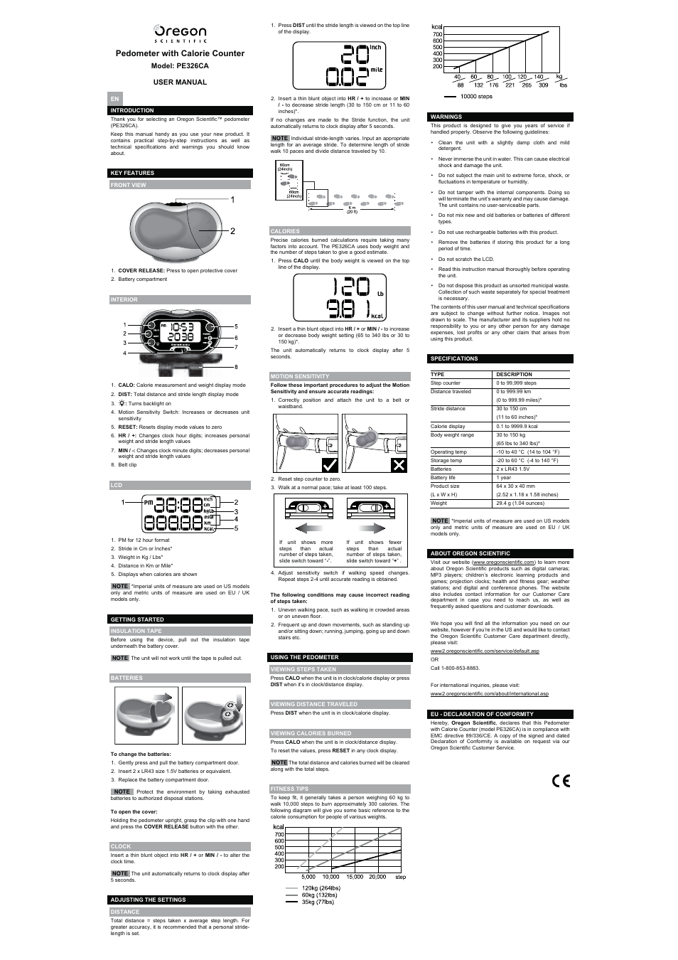 Oregon Scientific PE326CA User Manual | 10 pages