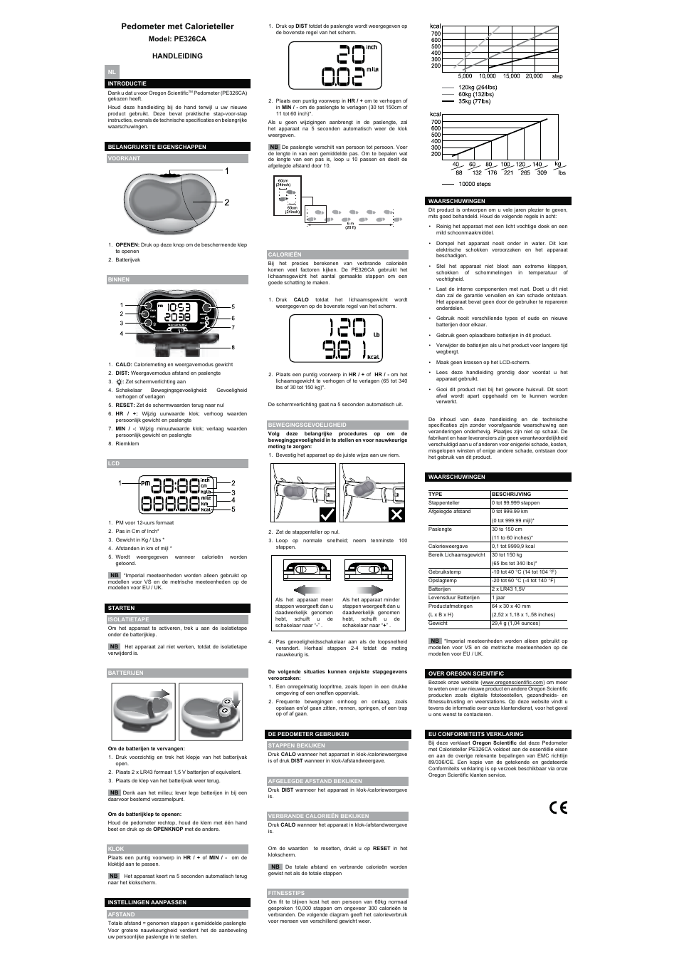 Pedometer met calorieteller | Oregon Scientific PE326CA User Manual | Page 6 / 10
