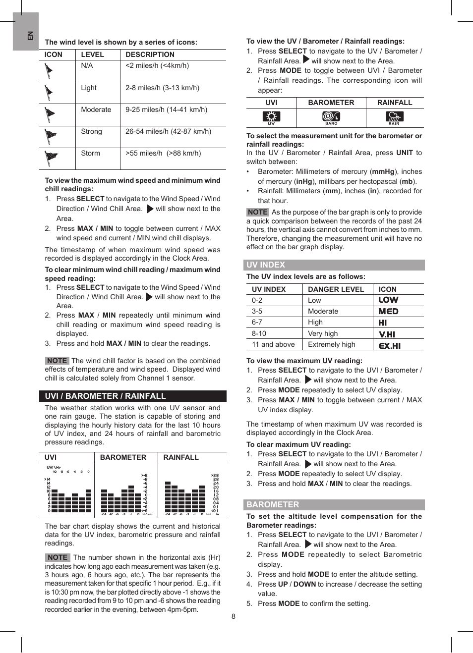 Oregon Scientific Wireless Pro Weather Station with USB upload WMR88 User Manual | Page 8 / 10