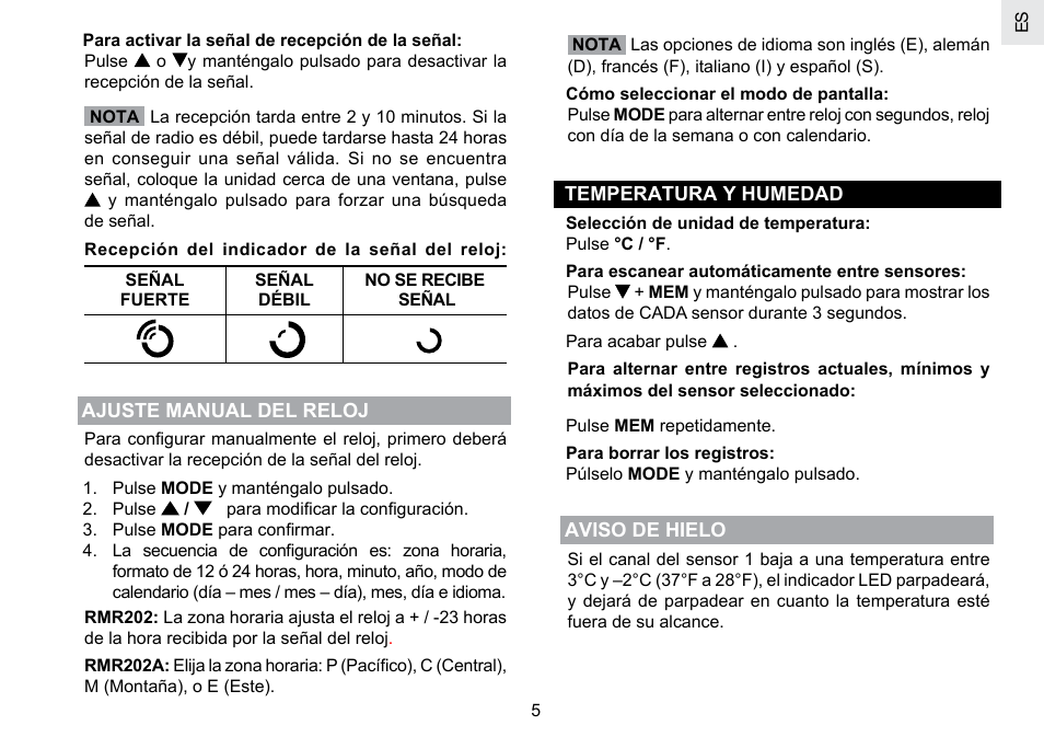 Oregon Scientific RMR202A User Manual | Page 13 / 58