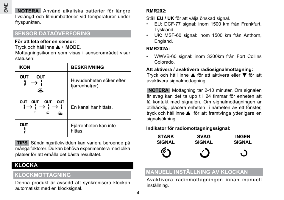 Oregon Scientific RMR202A User Manual | Page 54 / 58