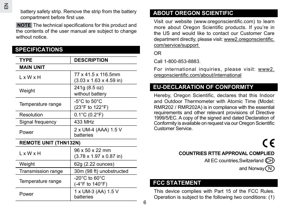 Oregon Scientific RMR202A User Manual | Page 7 / 58