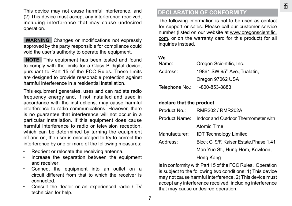 Oregon Scientific RMR202A User Manual | Page 8 / 58