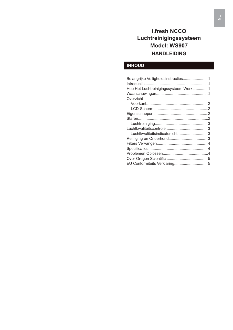 I.fresh ncco luchtreinigingssysteem model: ws907 | Oregon Scientific i.fresh WS907 User Manual | Page 51 / 77