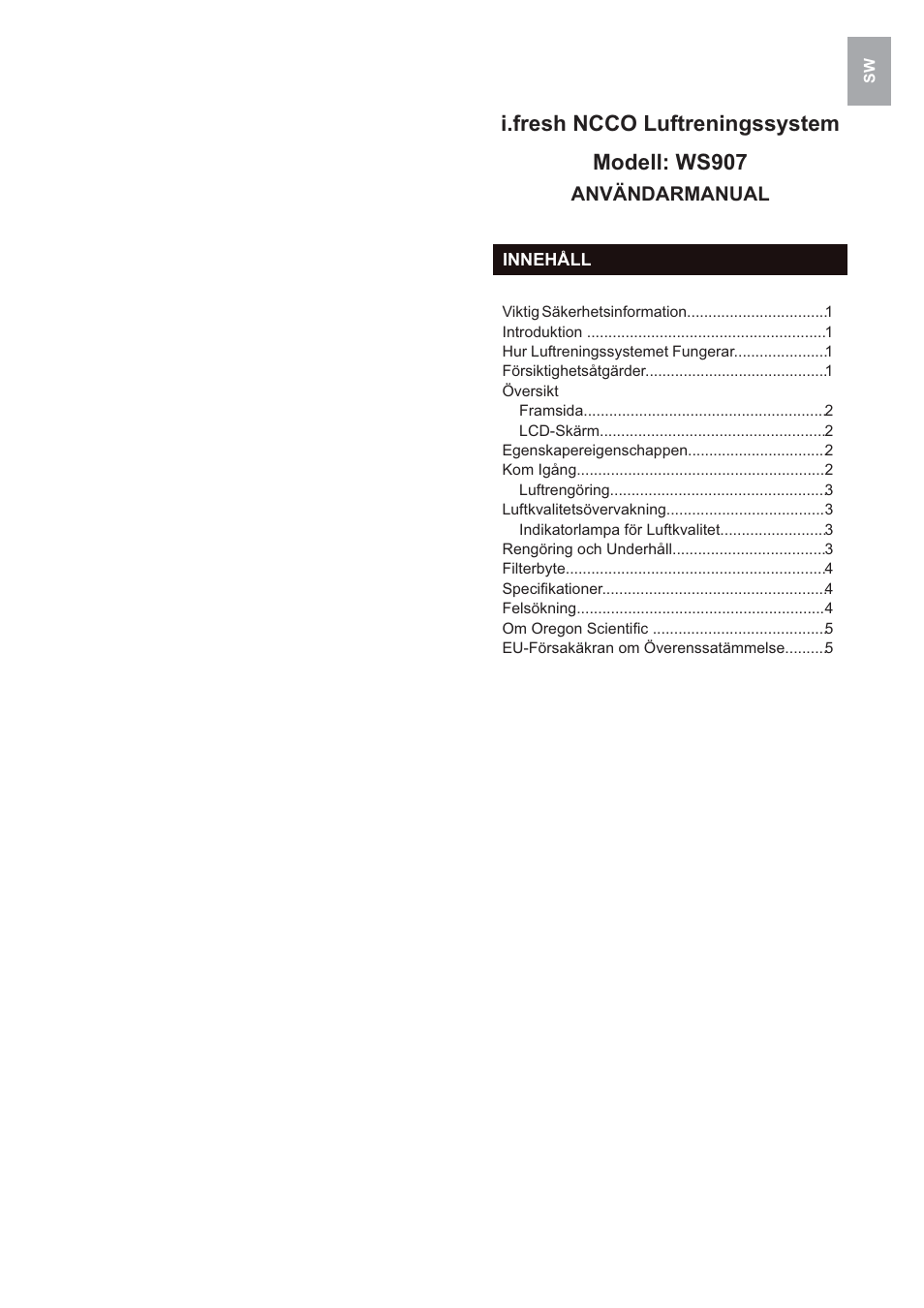 I.fresh ncco luftreningssystem modell: ws907 | Oregon Scientific i.fresh WS907 User Manual | Page 59 / 77