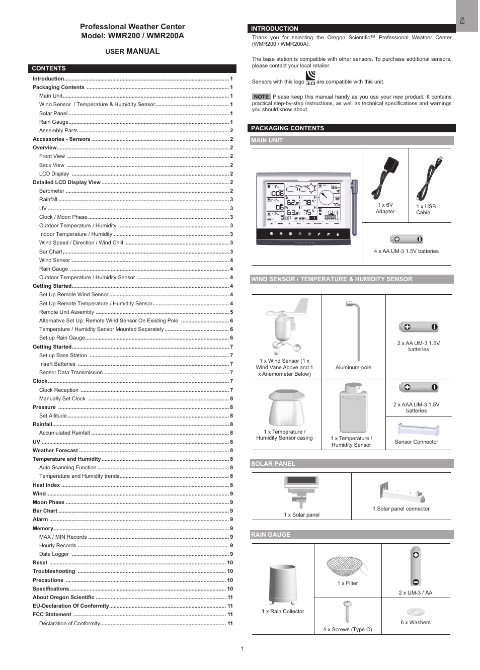 Oregon Scientific WMR200 User Manual | 11 pages