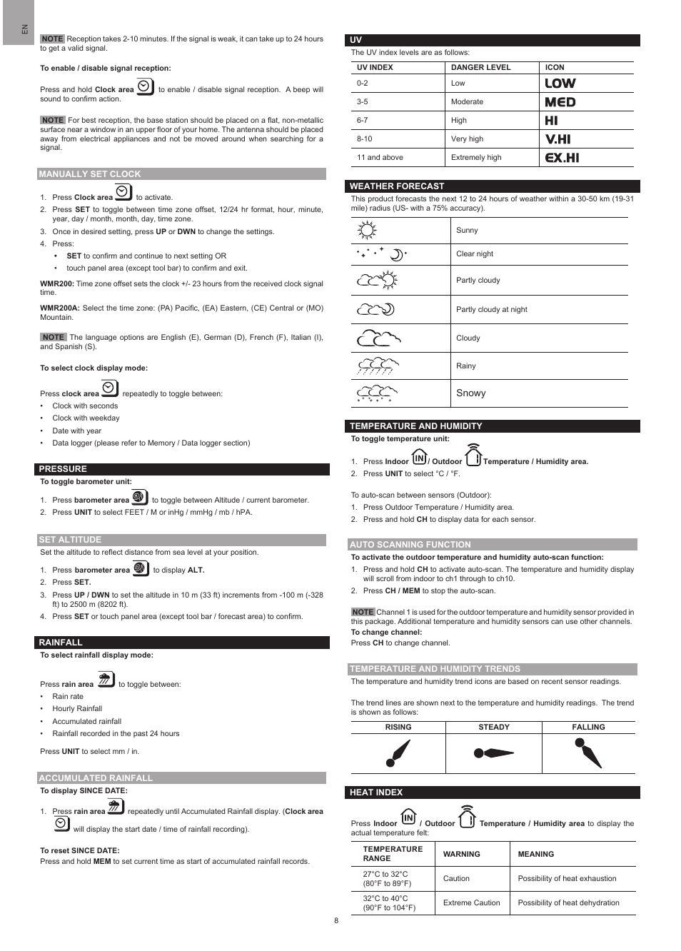 Oregon Scientific WMR200 User Manual | Page 8 / 11