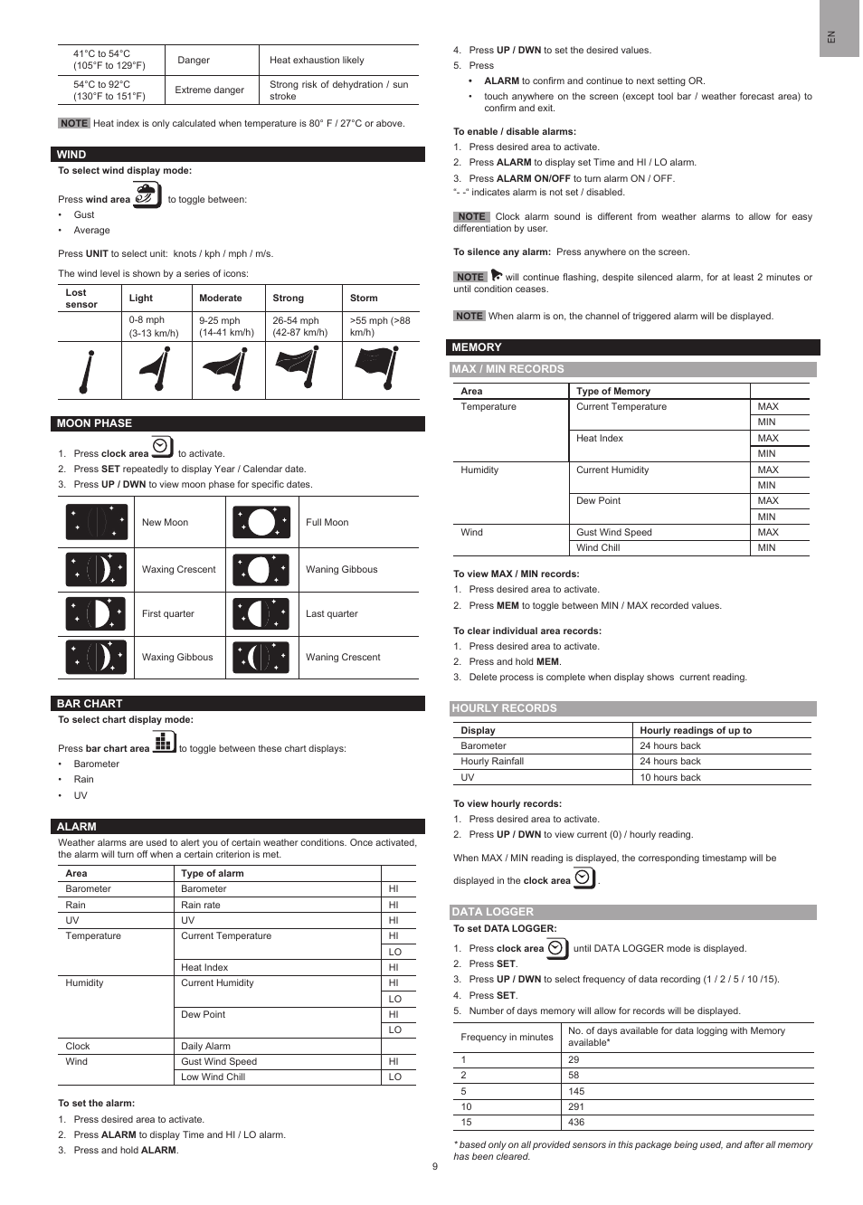 Oregon Scientific WMR200 User Manual | Page 9 / 11