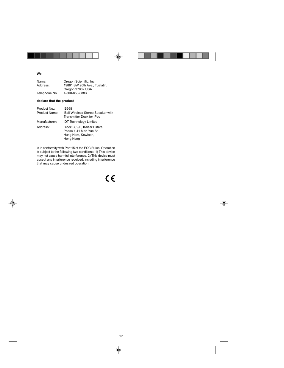 Oregon Scientific IB368 User Manual | Page 17 / 18