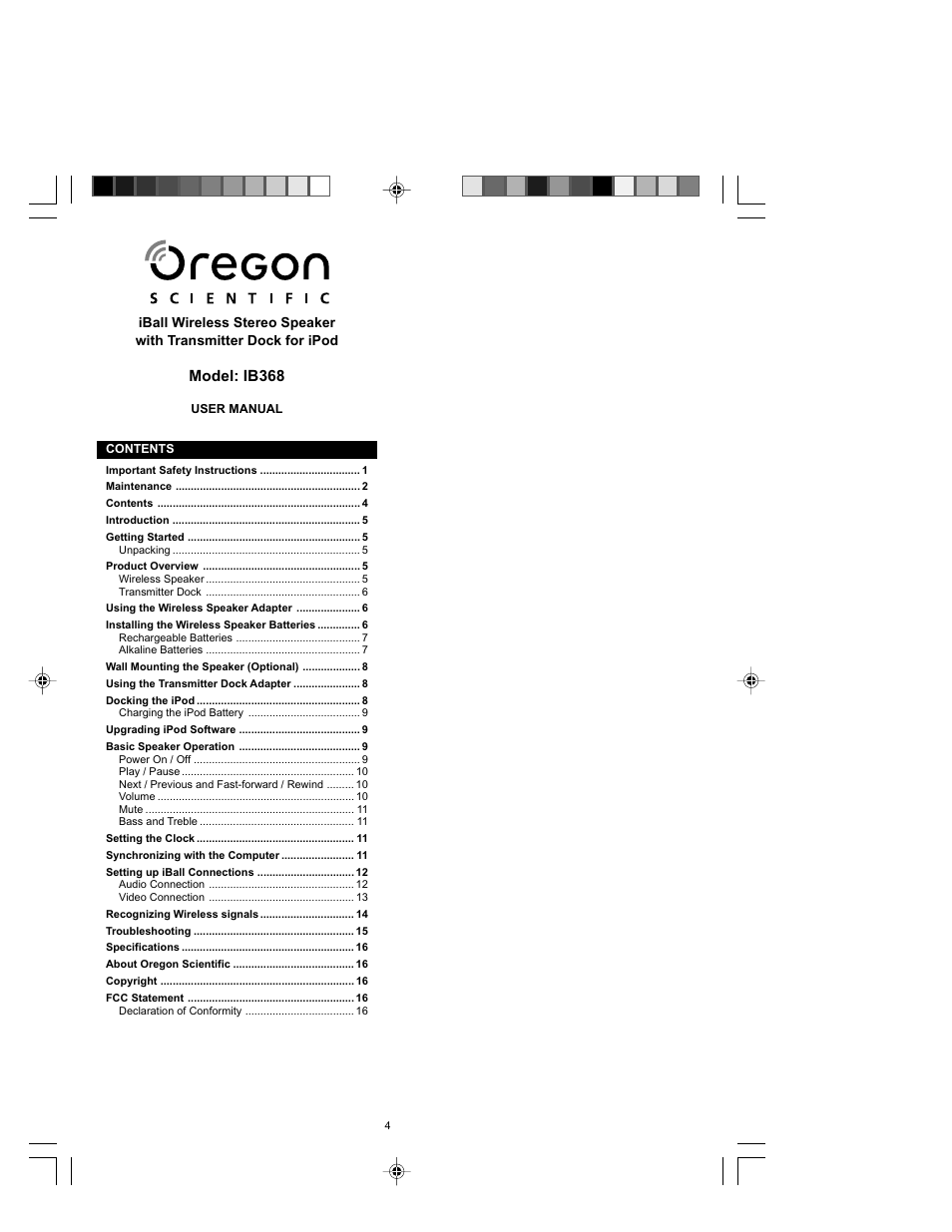 Model: ib368 | Oregon Scientific IB368 User Manual | Page 4 / 18