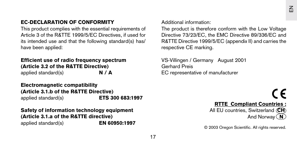 Oregon Scientific S+ARCK PS-S02/PS-S02U User Manual | Page 18 / 18