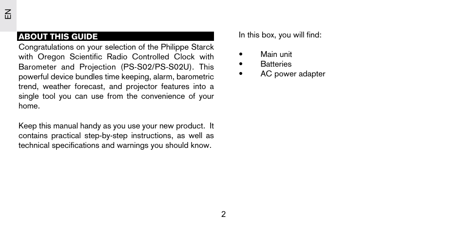 Oregon Scientific S+ARCK PS-S02/PS-S02U User Manual | Page 3 / 18