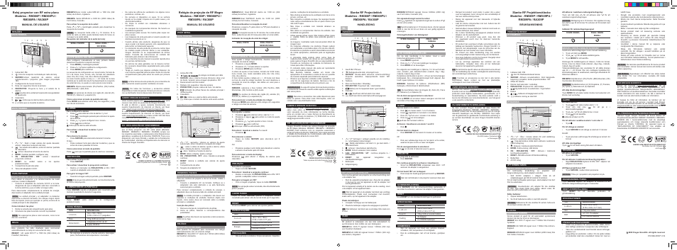 Swe nl por, Manual de usuario, Manual do usuário | Handleiding, Bruksanvisning | Oregon Scientific Slim Projection Clock RA368P User Manual | Page 2 / 2