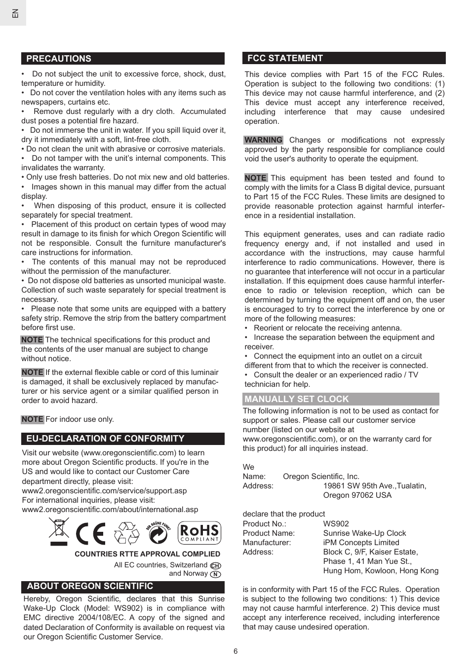 Oregon Scientific WS902 User Manual | Page 8 / 8