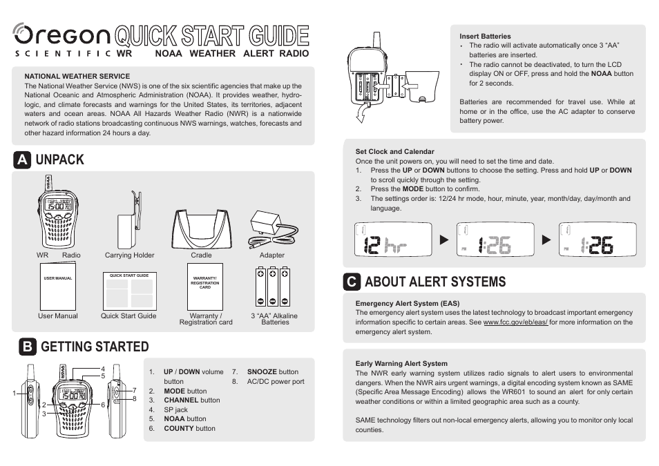 Oregon Scientific WR601 User Manual | 2 pages