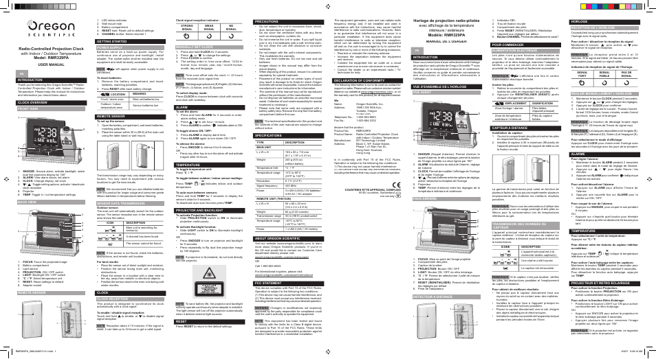 Oregon Scientific RMR329PA User Manual | 2 pages