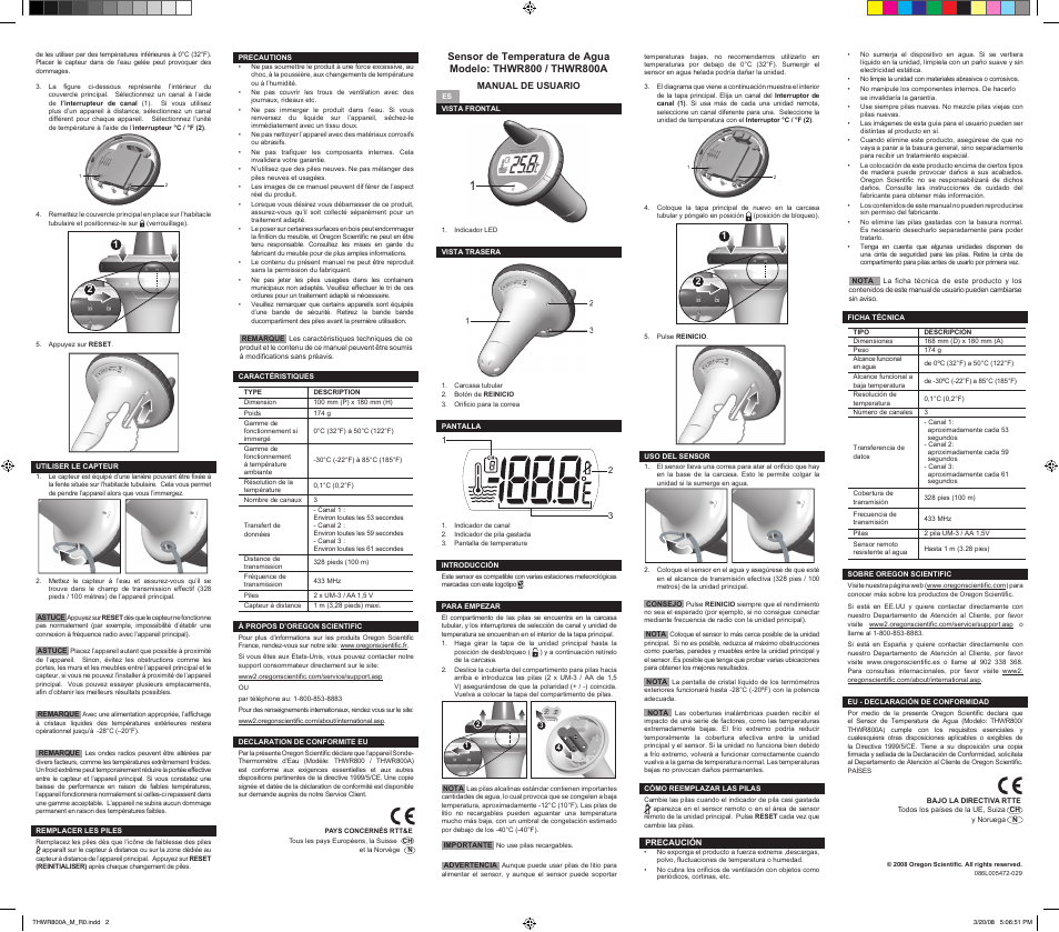 Oregon Scientific THWR800A User Manual | Page 2 / 2