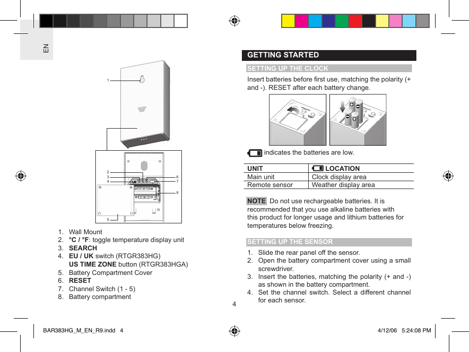 Oregon Scientific WeatherBox BAR383HG User Manual | Page 4 / 11