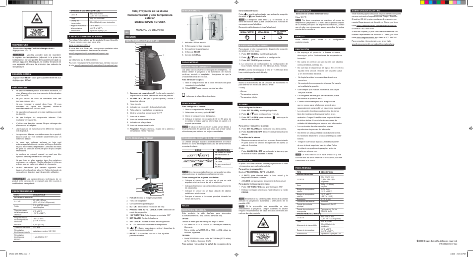 Oregon Scientific DP200 User Manual | Page 2 / 2