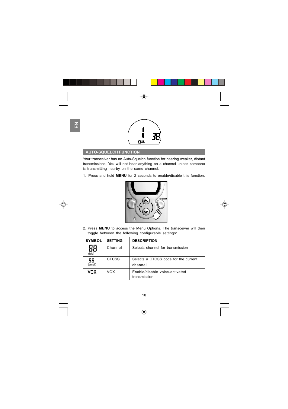 Oregon Scientific PMR RADIO TRANSCEIVER TP380 User Manual | Page 10 / 20