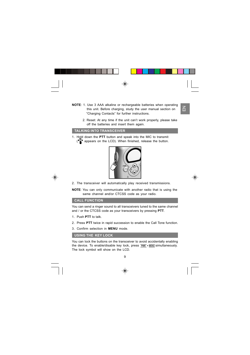 Oregon Scientific PMR RADIO TRANSCEIVER TP380 User Manual | Page 9 / 20